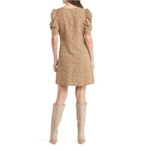 Treasure & Bond paisley ruched puff sleeve dress in small